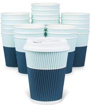 Copos de café descartáveis Glowcoast 350ml com tampas, conjunto de 80 Copos de café descartáveis Glowcoast 350ml com tampas, conjunto de 80