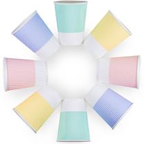 Copos de café descartáveis Glowcoast 350ml com tampas, conjunto de 80 Copos de café descartáveis Glowcoast 350ml com tampas, conjunto de 80