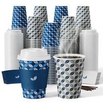 Copos de café descartáveis JOLLY CHEF 350mL com tampas, pacote com 100