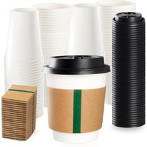 Copos de café descartáveis NutriBox 350ml com tampas e mangas x60 Copos de café descartáveis NutriBox 350ml com tampas e mangas x60