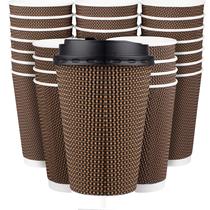 Copos de café descartáveis Promora Brown 473 ml com tampas (pacote com 80)