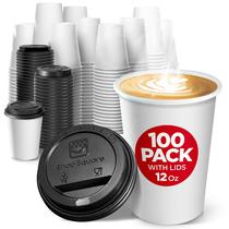 Copos de café descartáveis Shop Square 350 ml (pacote de 100) com tampas Copos de café descartáveis Shop Square 350 ml (pacote de 100) com tampas