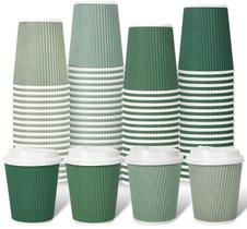 Copos de café descartáveis Whaline Sage Green 240 mL 100 unidades com tampas Copos de café descartáveis Whaline Sage Green 240 mL 100 unidades com tampas