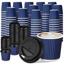 Copos de café expresso descartáveis Uiifan 100 Set 120 mL com tampas azuis