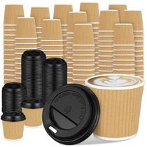 Copos de café expresso descartáveis Uiifan 100 Set 120 mL com tampas Kraft
