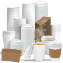 Copos de café Ginkgo, pacote com 100 ml, papel espessado de 240 ml com tampas
