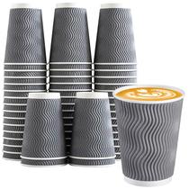 Copos de café Lamosi isolados 350ml descartáveis 50 cinza 12 onças