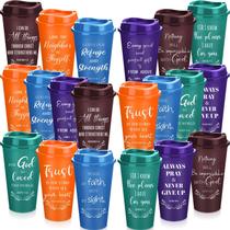 Copos de café Skylety Bible Verse, 16 onças, reutilizáveis, 20 pacotes de plástico