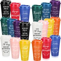 Copos de café Skylety Bible Verse Tumbler 470 ml, pacote com 60 tampas Copos de café Skylety Bible Verse Tumbler 470 ml, pacote com 60 tampas