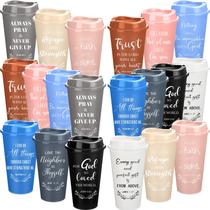 Copos de café Skylety, pacote com 40 unidades, Bible Verse, 500 ml de plástico com tampas Copos de café Skylety, pacote com 40 unidades, Bible Verse, 500 ml de plástico com tampas