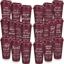 Copos de café Skylety, pacote com 60, 473 ml, reutilizáveis, versículos bíblicos, cor de vinho Copos de café Skylety, pacote com 60, 473 ml, reutilizáveis, versículos bíblicos, cor de vinho