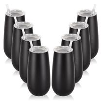 Copos de champanhe Lifecapido isolados 180 ml, pacote com 8 unidades, pretos