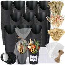 Copos de charcutaria Woixiow 12 onças com palitos, palitos, bolsas e rótulos