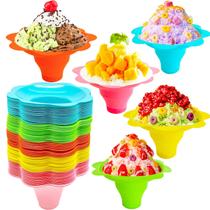 Copos de cone de neve Alaeseje 100 unidades com design de flores de plástico de 120 ml