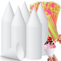 Copos de cone de neve e canudos de colher Easy 400 unidades 130 ml