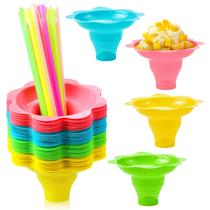 Copos de cone de neve Oomcu Colorful Flower 50 unidades com colher de cone de 4 onças Copos de cone de neve Oomcu Colorful Flower 50 unidades com colher de cone de 4 onças