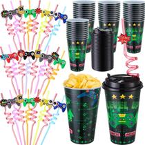 Copos de controle de jogo Party Favors Maxcheck com tampas e canudos