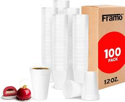 Copos de espuma FRAMO 350 ml (pacote com 100), leves e isolados Copos de espuma FRAMO 350 ml (pacote com 100), leves e isolados