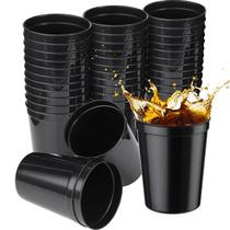 Copos de estádio Yungyan, pacote de 36, 473 ml, plástico reutilizável preto Copos de estádio Yungyan, pacote de 36, 473 ml, plástico reutilizável preto