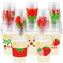 Copos de festa CUPLOOV Strawberry 350ml de plástico descartável x100 Copos de festa CUPLOOV Strawberry 350ml de plástico descartável x100