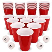 Copos de festa GoPong GoBig 1,06 L Giant Red, pacote com 50 bolas de pongue