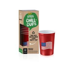 Copos de festa Steel Chill Cups 473 ml com design de bandeira, pacote com 12