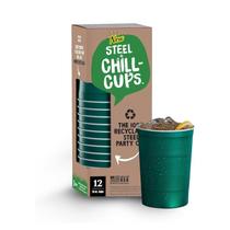 Copos de festa Steel Chill Cups 473 ml, pacote com 12 unidades, verdes, 100% recicláveis Copos de festa Steel Chill Cups 473 ml, pacote com 12 unidades, verdes, 100% recicláveis