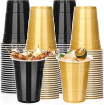 Copos de formatura de plástico KesaPlan 100PCS 473ml - preto e dourado