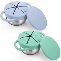 Copos de lanche BUSOHA de aço inoxidável 270 mL com tampa de silicone x2