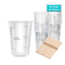 Copos de medição descartáveis de plástico transparente graduado 100mL 50 unidades Copos de medição descartáveis de plástico transparente graduado 100mL 50 unidades