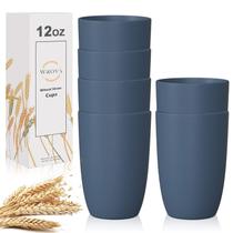 Copos de palha de trigo Wrova 350 ml, 6 unidades, azul marinho inquebrável