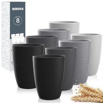 Copos de palha de trigo Wrova de 12 onças/350 ml, 8 unidades inquebráveis, sem BPA