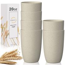 Copos de palha de trigo Wrova de 20 onças/600 ml, 6 unidades, bege inquebrável