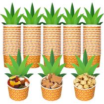 Copos de papel de abacaxi Jingmore, 50 unidades, 240 ml, festa tropical Copos de papel de abacaxi Jingmore, 50 unidades, 240 ml, festa tropical