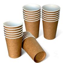 Copos de Papel Descartável 200 ml Biodegradável Kraft Marrom - Kit c/ 150 unid - Ideal para bebidas quentes ou geladas