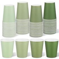 Copos de papel URATOT, 60 peças, 270 ml, verde sálvia, cor gradiente