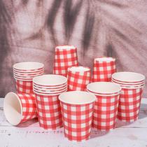 Copos de papel Whaline Gingham Checkered Plaid Buffalo 250mL x50