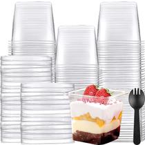 Copos de parfait de sobremesa de plástico com tampas, pacote de 350 ml e 100
