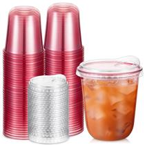 Copos de plástico Baderke com fundo redondo de 350 ml com tampas Sip, 50 unidades Copos de plástico Baderke com fundo redondo de 350 ml com tampas Sip, 50 unidades