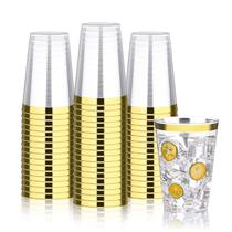Copos de plástico BESTVIP Gold 350ml, pacote com 100 unidades para festa Copos de plástico BESTVIP Gold 350ml, pacote com 100 unidades para festa