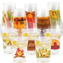 Copos de plástico CUPLOOV para decoração de festa de acampamento 300 ml (100 unidades)