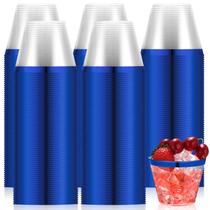 Copos de plástico descartáveis Lounsweer 9oz (270mL) Blue Rimmed x100