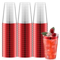 Copos de plástico descartáveis Norme 14 onças (400 mL) vermelhos/transparentes 50 unidades