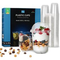 Copos de plástico descartáveis Songtaste 360ml com tampas Dome 50 unidades Copos de plástico descartáveis Songtaste 360ml com tampas Dome 50 unidades