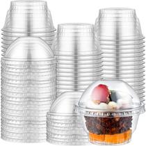 Copos de plástico Dingion, pacote com 200 ml, 150 ml, com tampa em forma de cúpula transparente