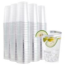 Copos de plástico FOCUSLINE 12 oz Silver Rimmed x200 para casamento Copos de plástico FOCUSLINE 12 oz Silver Rimmed x200 para casamento