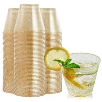 Copos de plástico FOCUSLINE 270 ml Gold Glitter 100 unidades