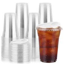 Copos de plástico GGOLDMER 16 onças com tampas para bebidas frias x100