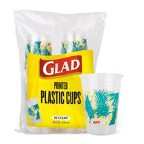 Copos de plástico Glad Everyday Clear com folha de palmeira 530 ml 50 ct Copos de plástico Glad Everyday Clear com folha de palmeira 530 ml 50 ct