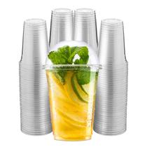 Copos de plástico Green Direct 16 onças com tampas para bebidas frias x100